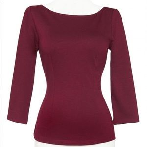 Pinup Girl Clothing Sabrina Top in Wine